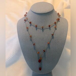 Natural Semi Precious Carnelian Agate Layering Necklace